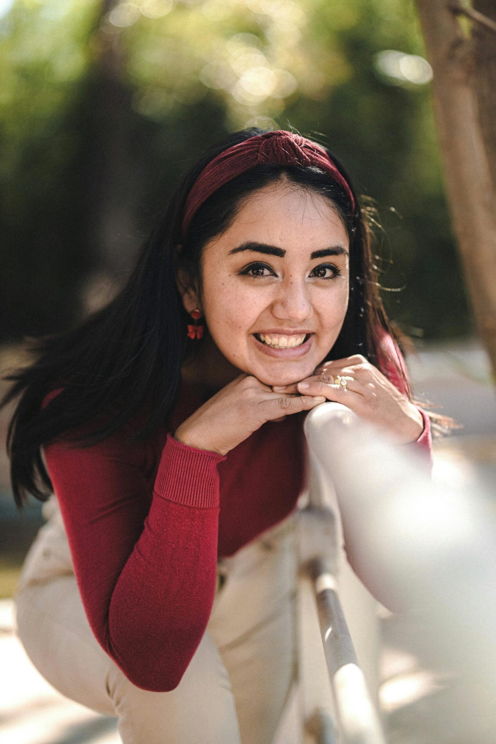 Cheerful young woman posing with a smile outdoors in Venado, Mexico.